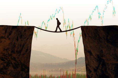 stocks on a narrow bridge